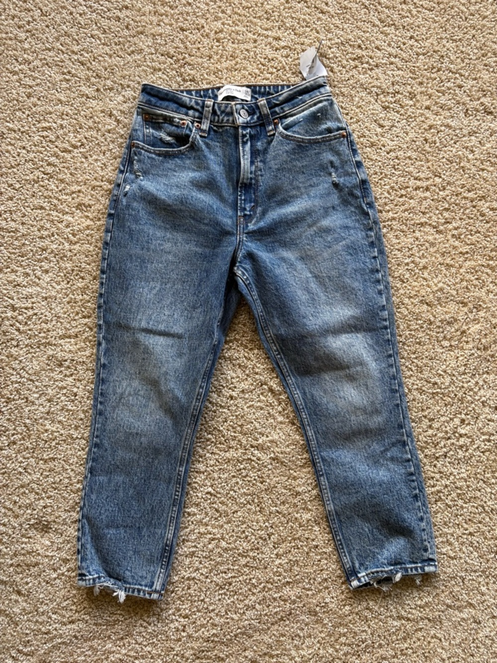 Abercrombie & Fitch Curve Love Mom Jeans High Rise Raw‎ Hem Size 00 Extra Short